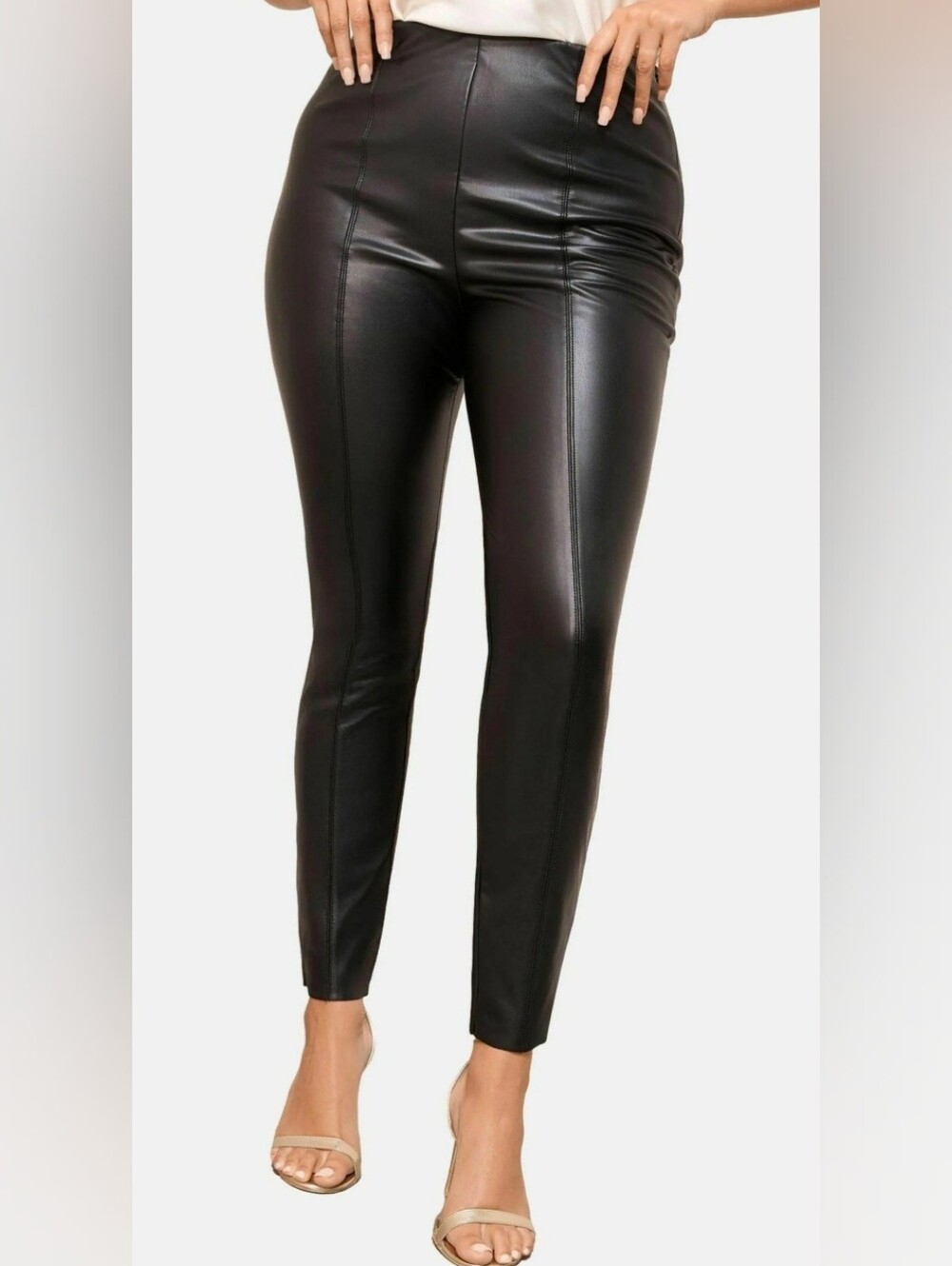 (XXS)Flattering "Faux Leather look" Blk Legging W(9-11")